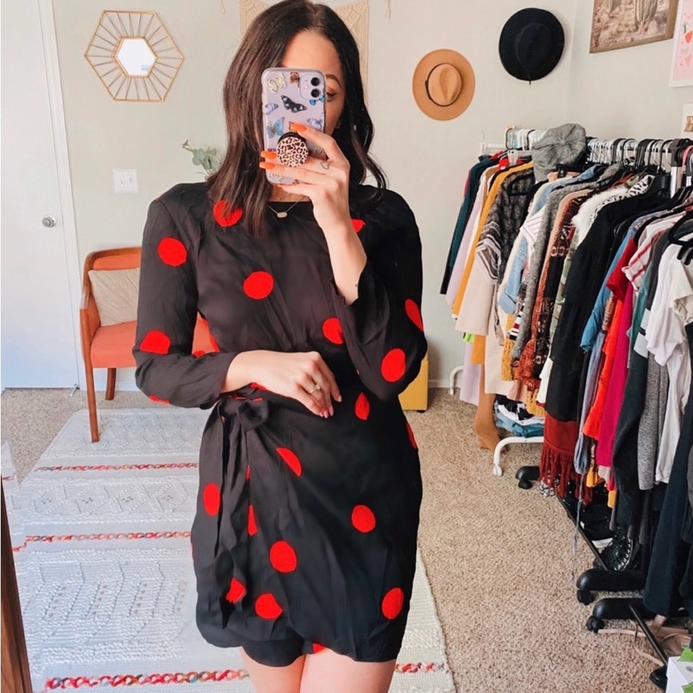 Reformation Janae Polka Dot Mini Dress